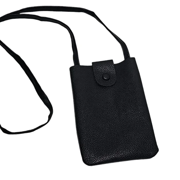 Vegan Black Phone Crossbody Bag - Picture 3 of 5